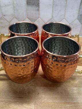 Hammered Copper Moscow Mule Mugs - Set of 4